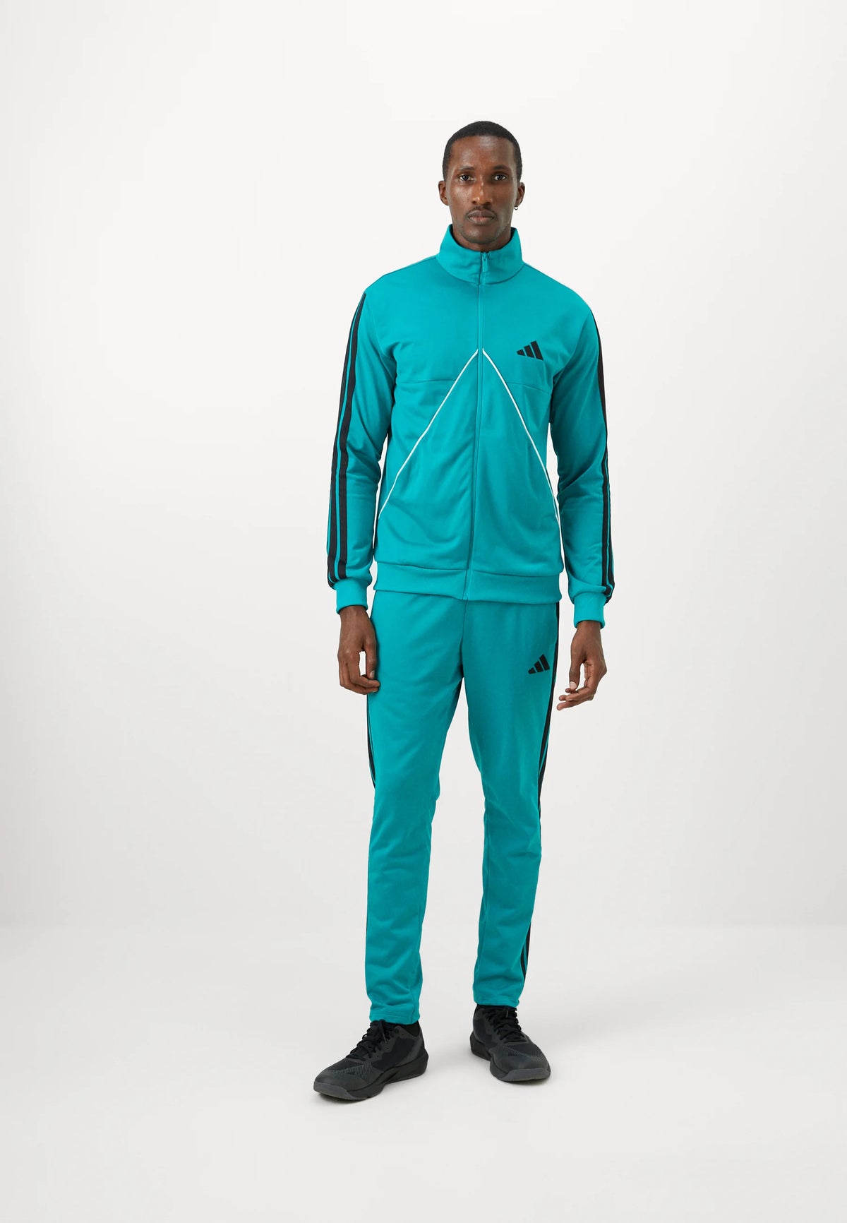 ADIDAS Tuta Leggera Acetata Con Zip Senza Cappuccio Con Strisce Laterali Verde/Nera 2025/2026