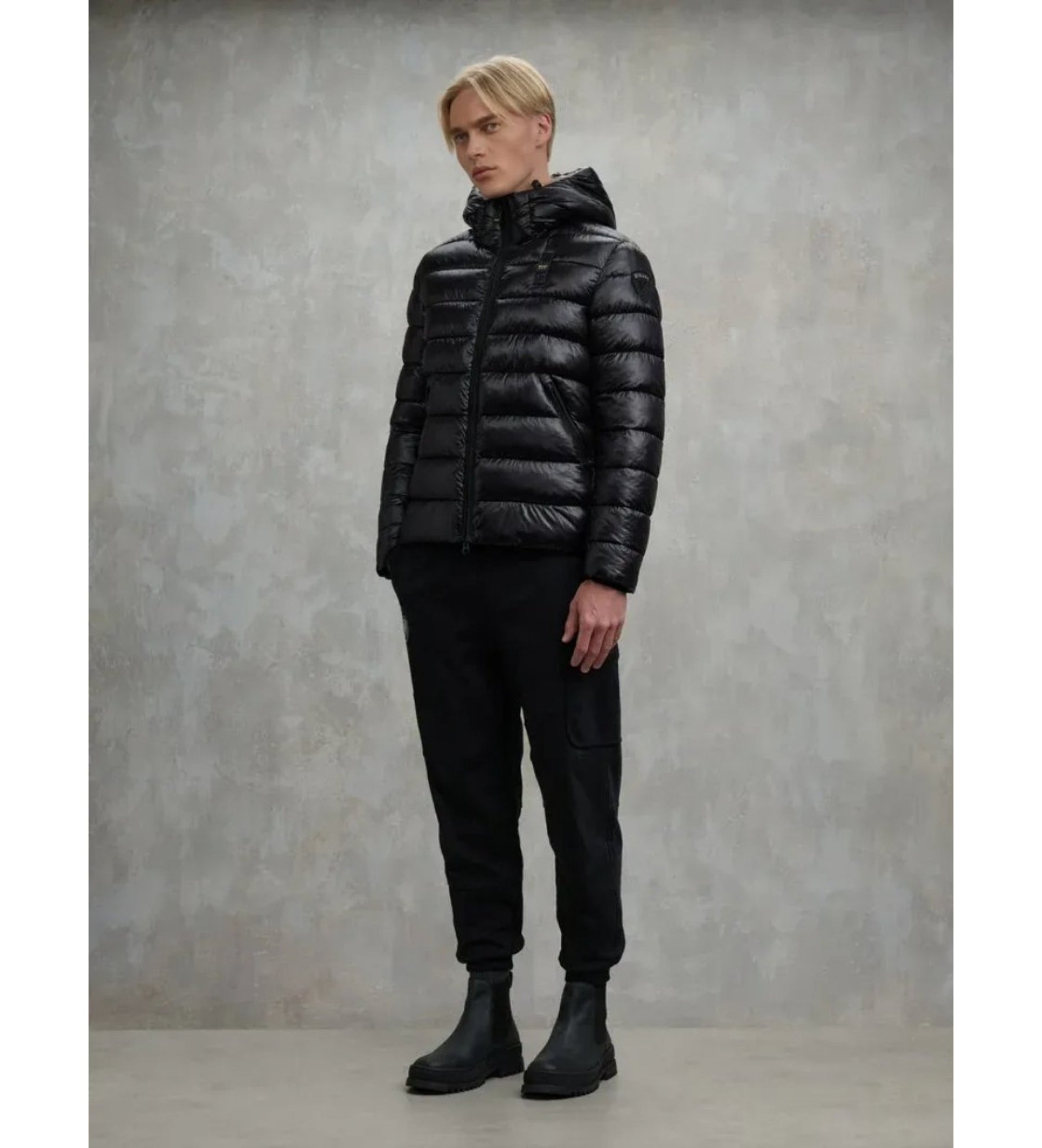 BLAUER Giubbotto Uomo Ovattato Invernale Fasciato Nero