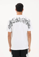 DISCLAIMER T-Shirt Con Logo Frontale e Stampa Retro Bianca/Nera