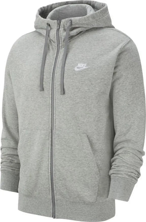 NIKE Felpa Con Zip e Cappuccio In Cotone Garzato Autunnale Grigio
