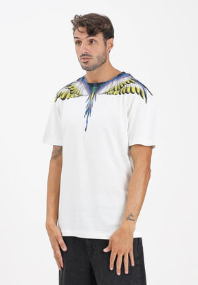MARCELO BURLON COUNTY OF MILAN T-Shirt Con Stampa Ali Colorate Bianca