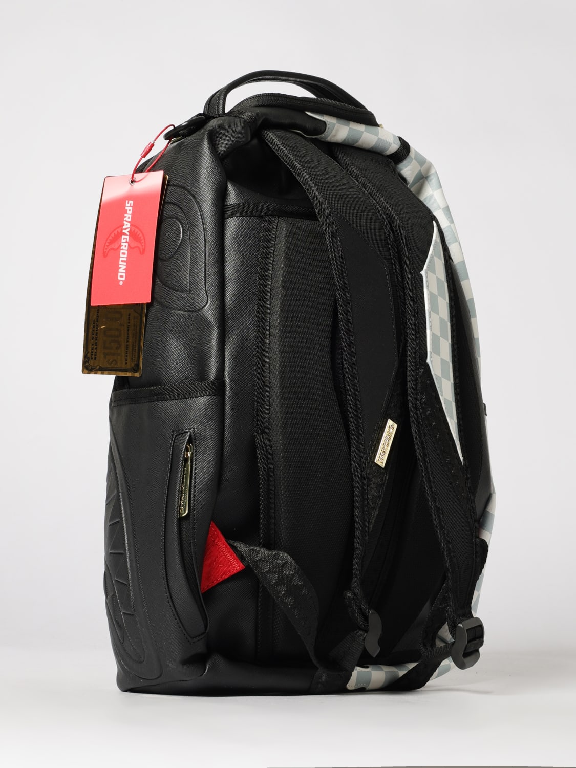SPRAYGROUND Zaino In Cotone Saffiano a Scacchi Nero/Grigio