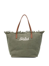 SAINT BARTH BORSA CITY REGULAR IN CANVAS VERDE MILITARE CON FRANGE