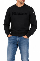 BLAUER Felpa Girocollo Con Logo Fronte e Manica Nero