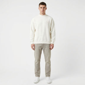 SOLDIER Felpa Girocollo Con Scritta Retro Ricamata Bianco