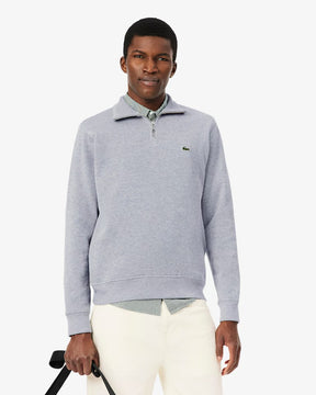 LACOSTE Felpa Interlock Collo Alto Mezza Zip Grigia