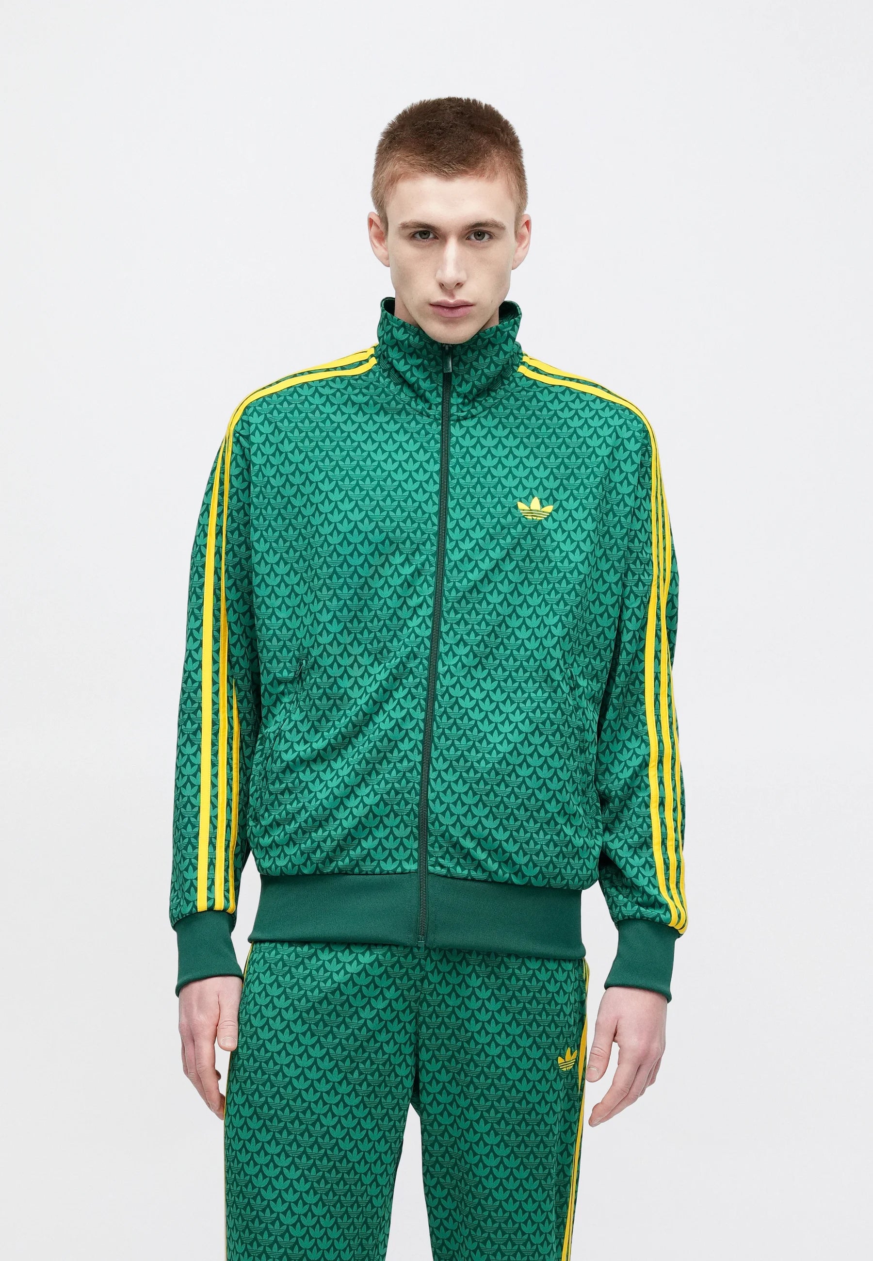 Adidas Tuta Completa Monogram con Zip Uomo Verde Giallo