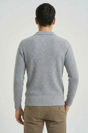 HAMAKI-HO Polo Manica Lunga In Maglia Grigio Chiaro