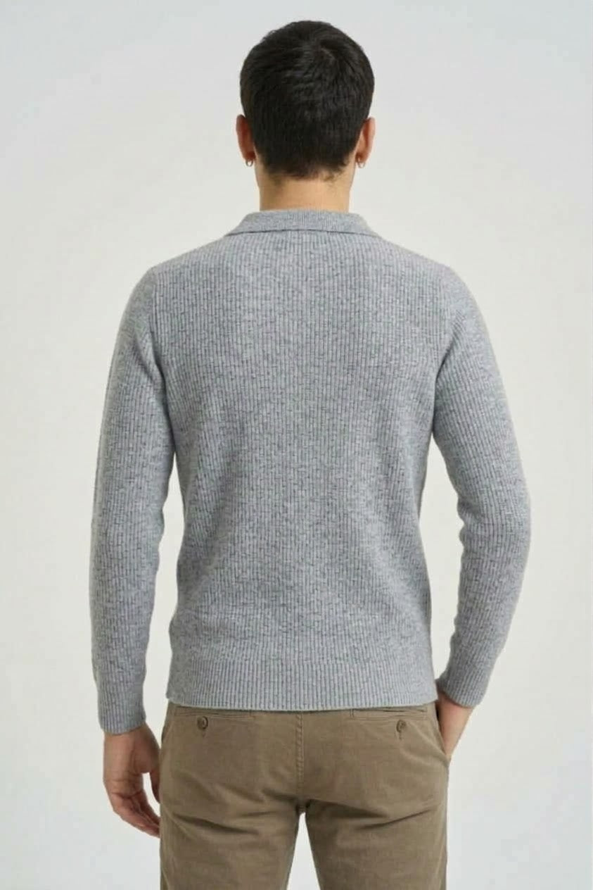 HAMAKI-HO Polo Manica Lunga In Maglia Grigio Chiaro