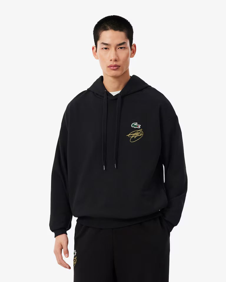 LACOSTE Felpa Lacoste Tennis X Novak DJokovic Con Cappuccio Nera