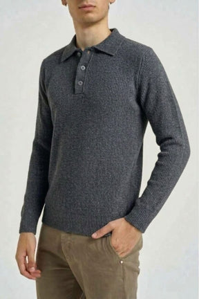 HAMAKI-HO Polo Manica Lunga In Maglia Grigio Scuro