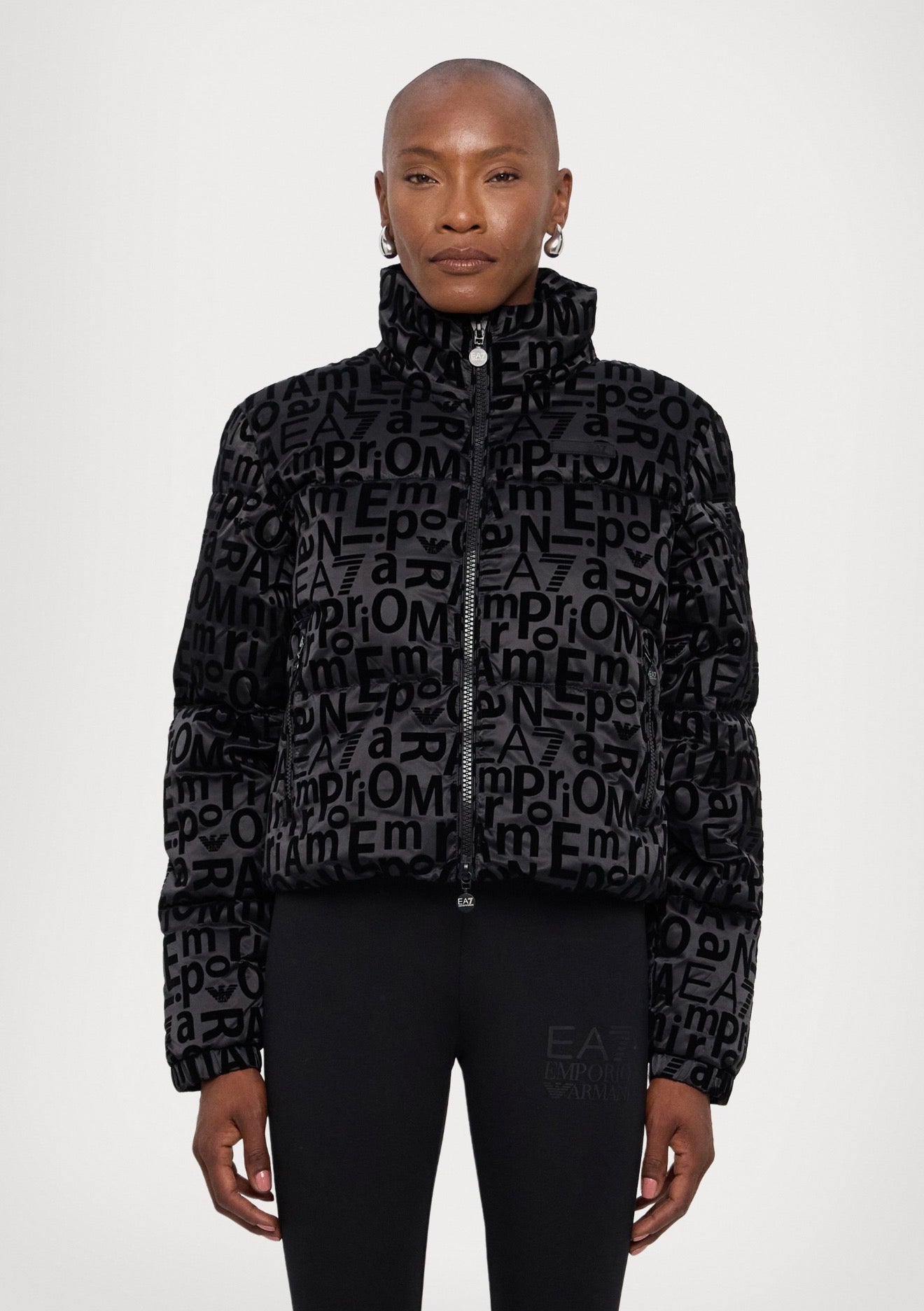 EMPORIO ARMANI DONNA GIUBBOTTO LOGATO CORTO NERO