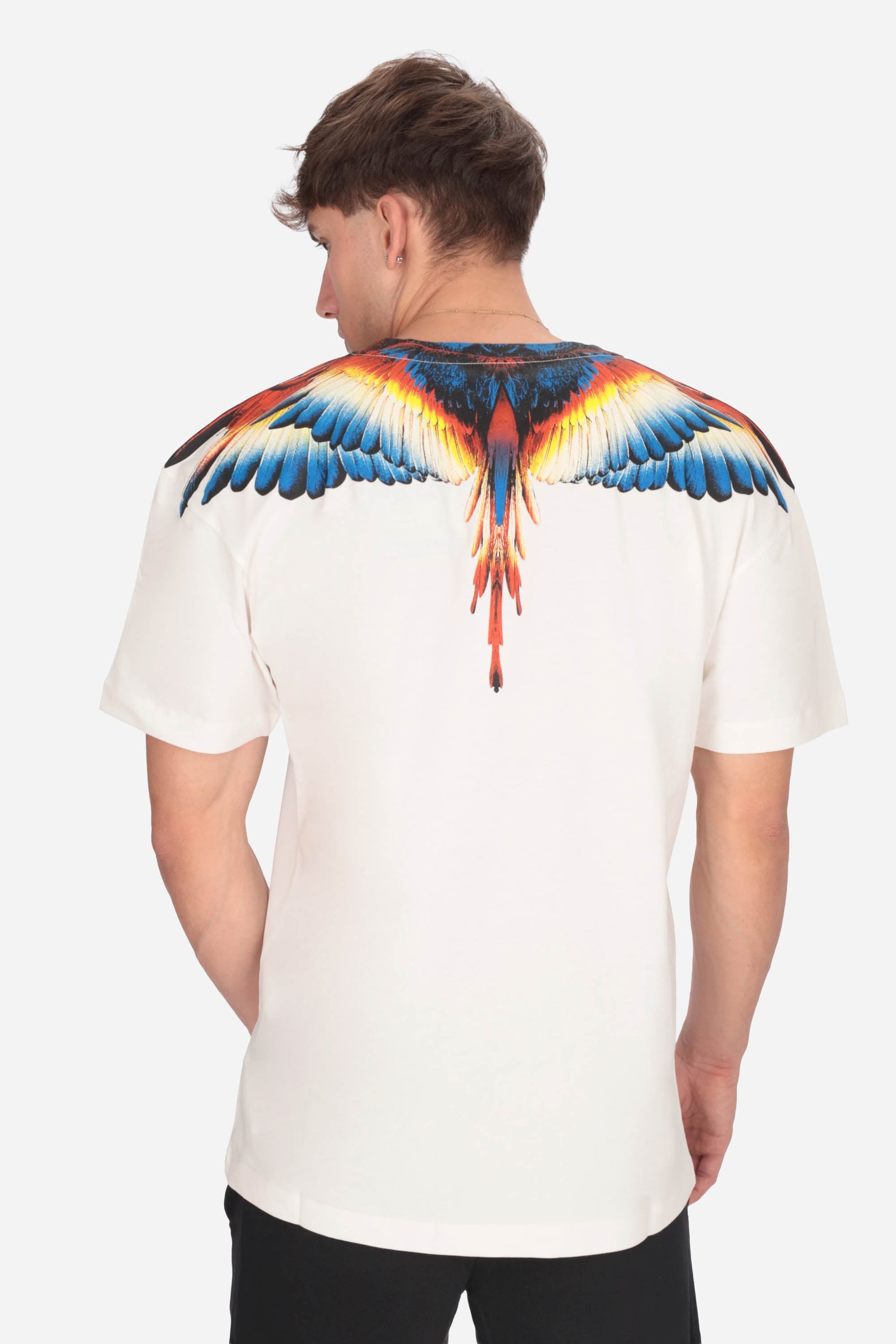 MARCELO BURLON COUNTY OF MILAN T-Shirt Con Stampa Ali Colorate Bianca