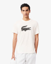 LACOSTE T-Shirt Logo Centrale Bianca e Nera