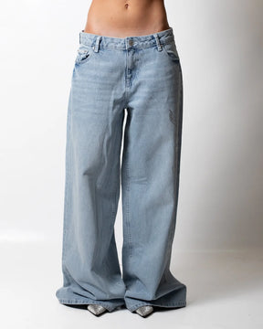 JUICY COUTURE Jeans Baggy Denim Chiaro Logo Con Brillantinati Donna