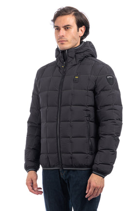 BLAUER Giubbotto Uomo Piumino Invernale a Quadretti Nero