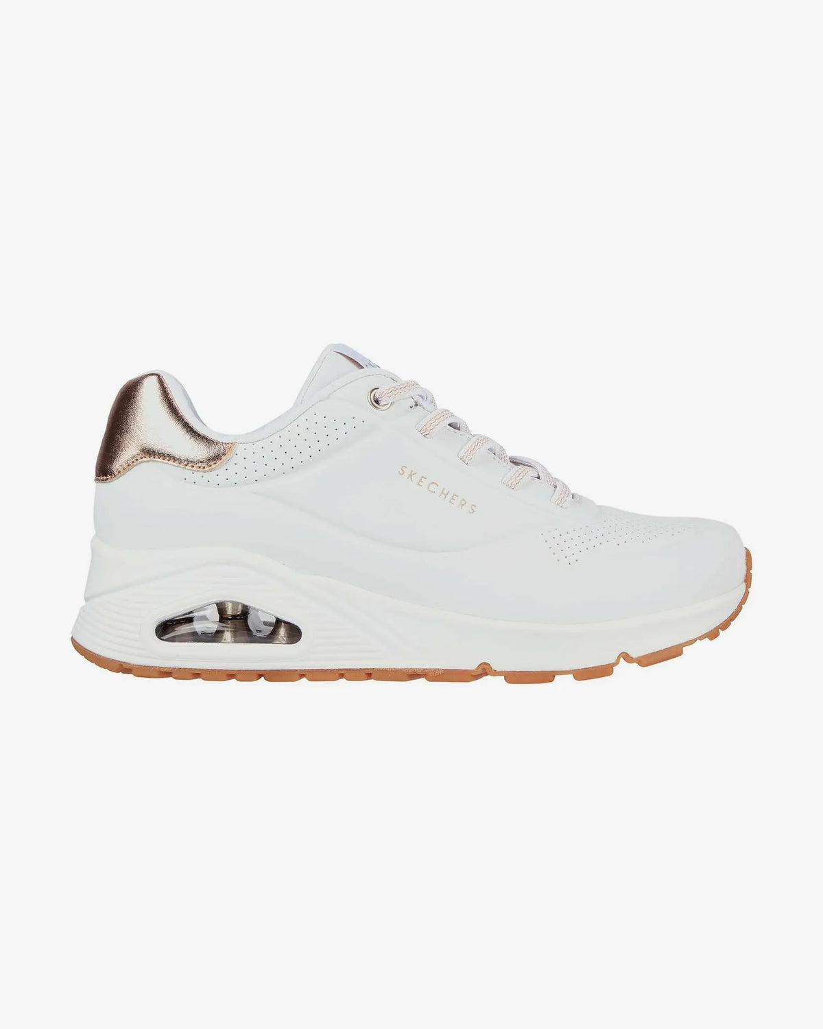 155196 WHT Skechers Uno Shimmer Away Sneaker Donna Bianca