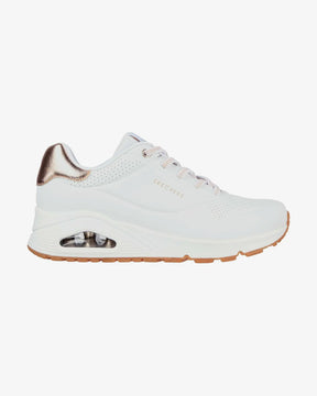 155196 WHT Skechers Uno Shimmer Away Sneaker Donna Bianca