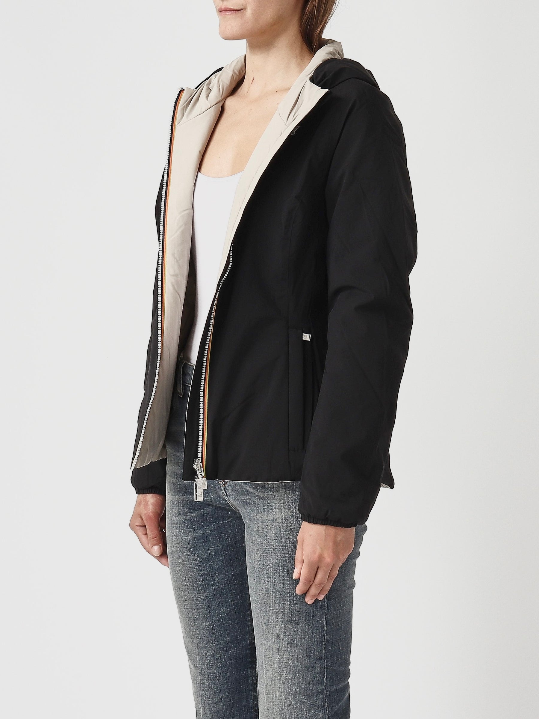 K-WAY DONNA GIUBBOTTO LYLY WARM DOUBLE FACE BLACKP-BEIGE E