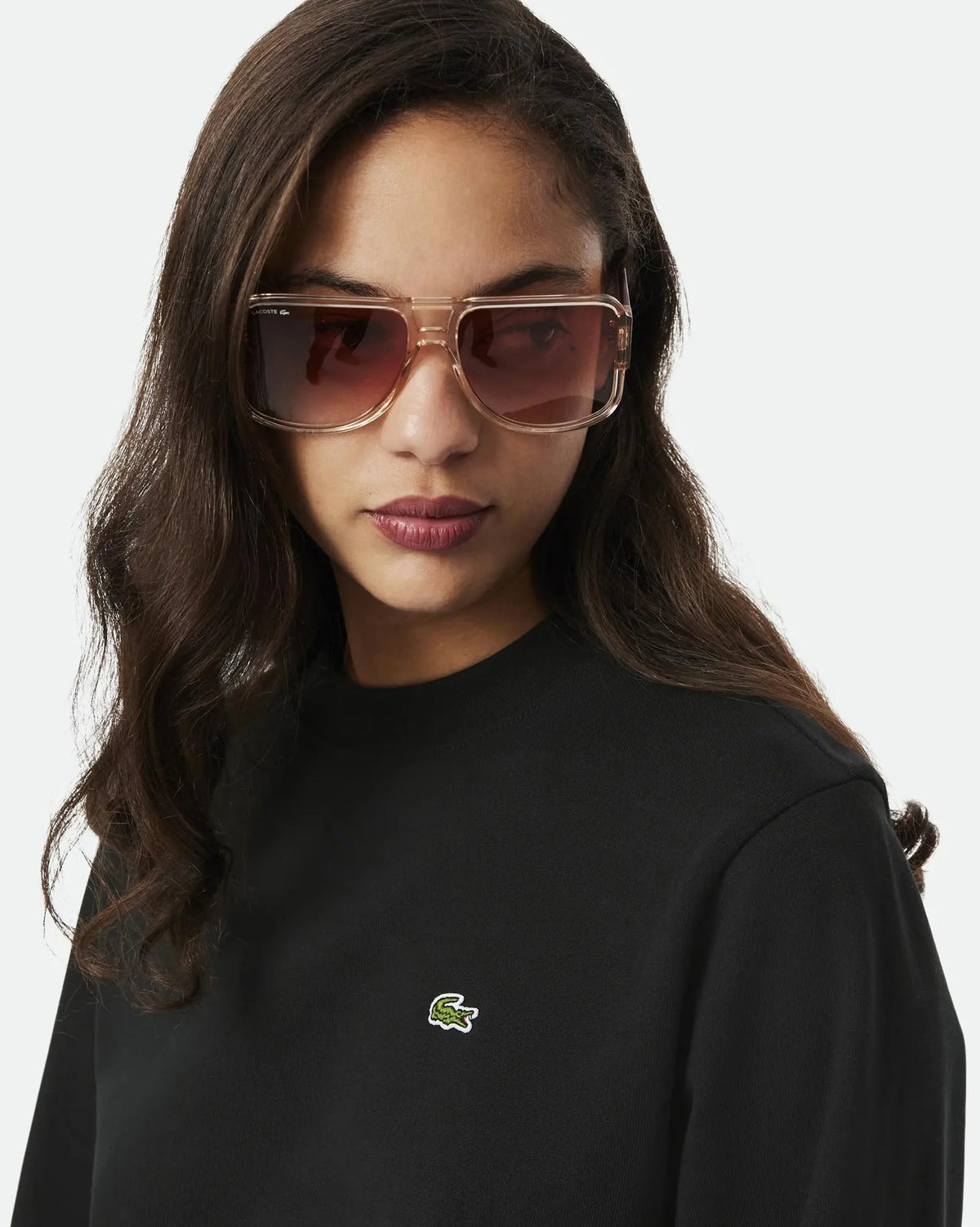 LACOSTE Felpa Girocollo Donna Nera