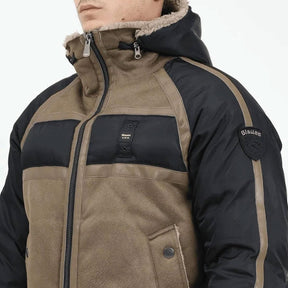 BLAUER Giubbotto Uomo Ovattato Invernale Montone Beige/Nero