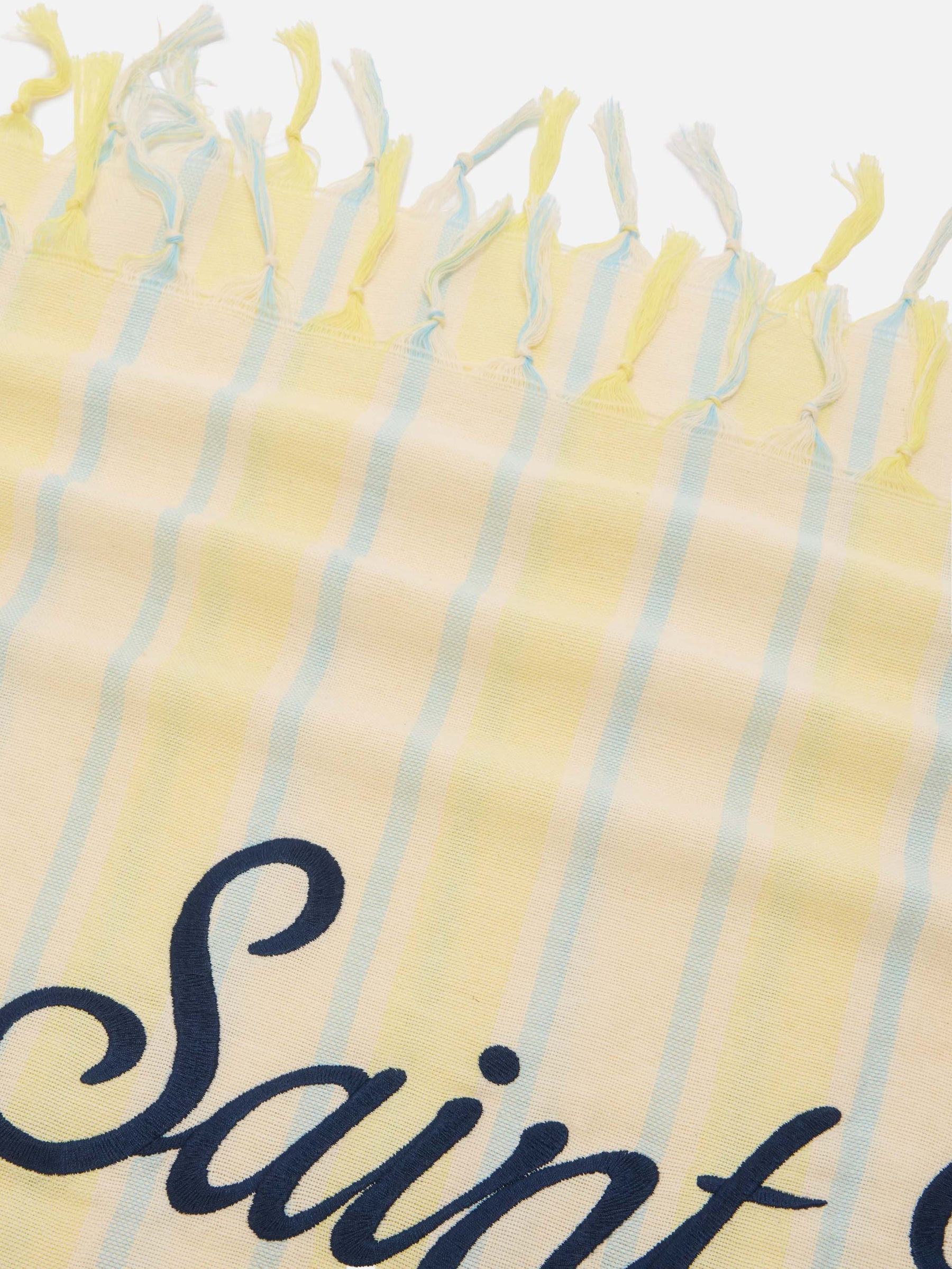 SAINT BARTH Telo Mare FoutasLight A Strisce Beige/Azzurro/Giallo