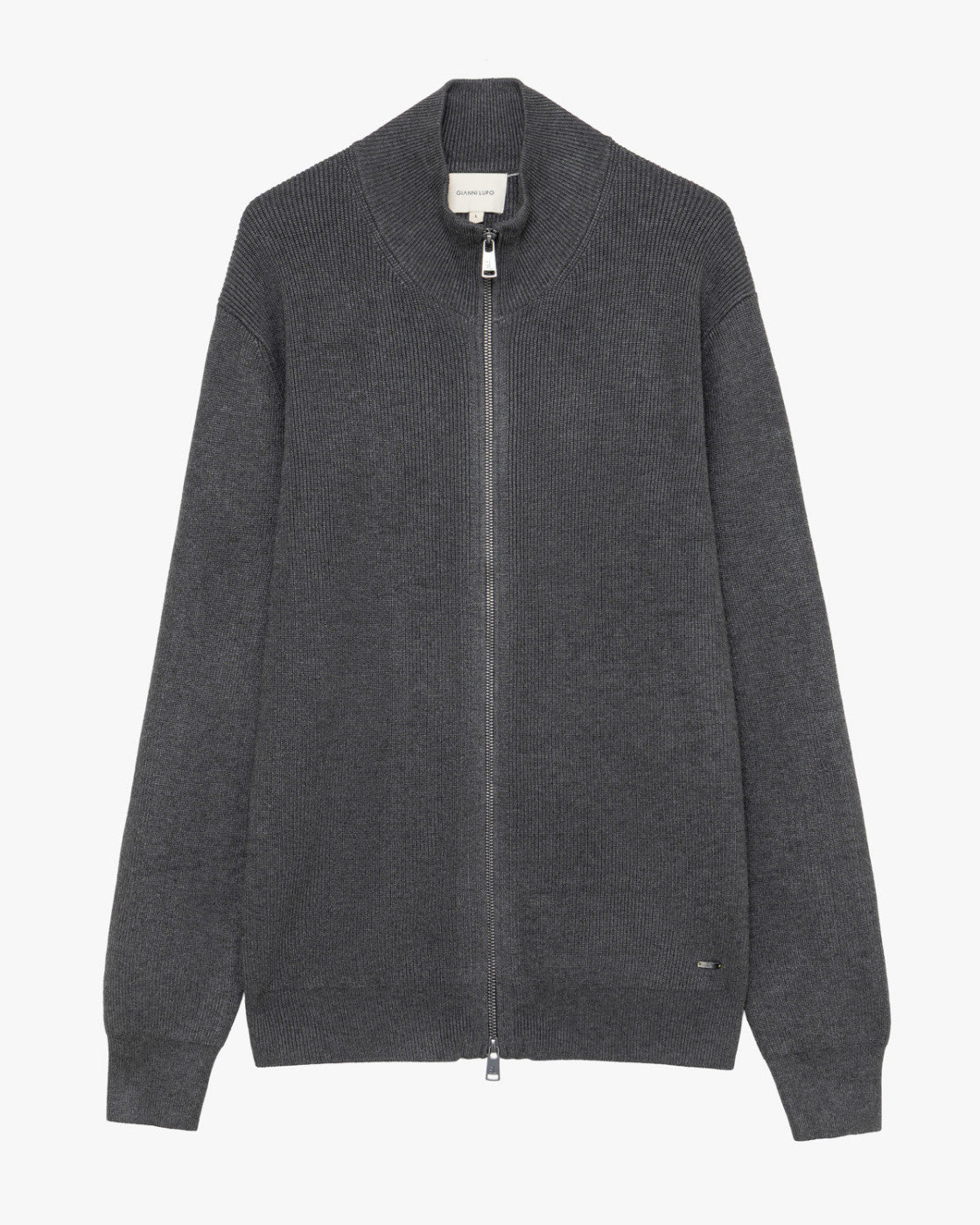 GIANNI LUPO Cardigan Con Collo a Imbuto e Zip Grigio