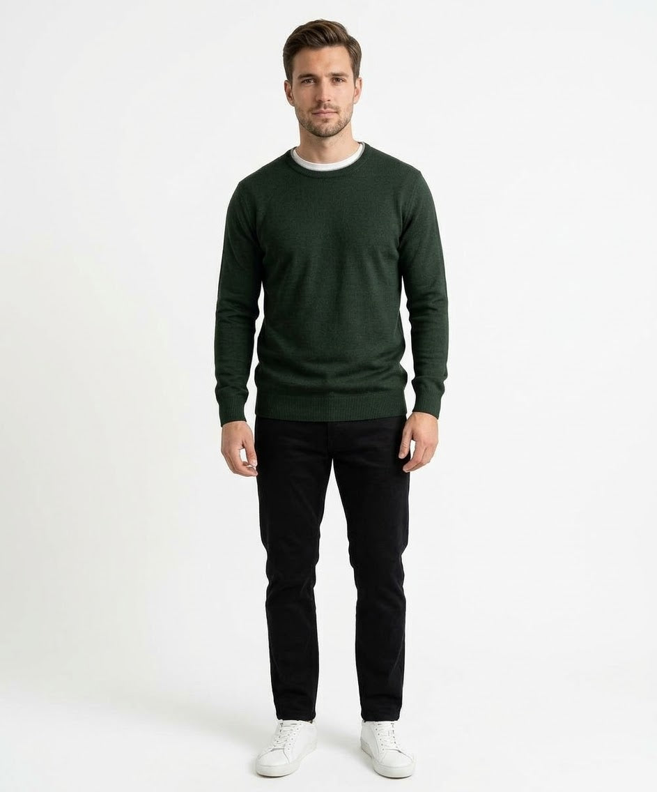 KEYJEY Maglioncino Girocollo Verde Scuro