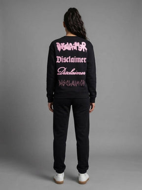 DISCLAIMER Felpa Girocollo Senza Cappuccio Con Scritta Retro Donna Nero