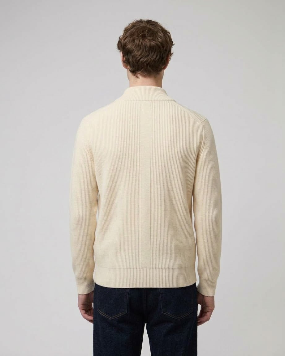 GIANNI LUPO Cardigan In Maglia Con Zip Panna