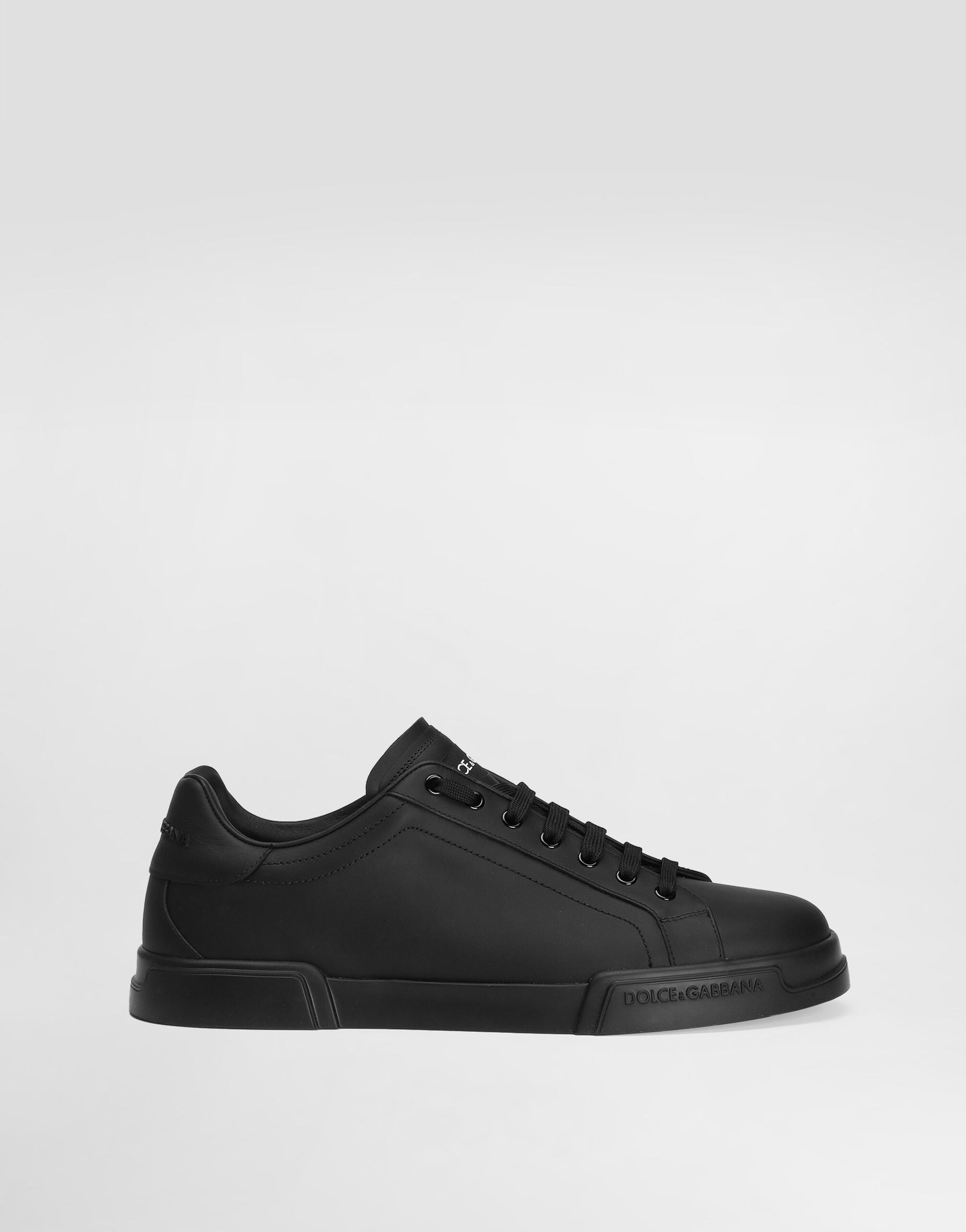 DOLCE&GABBANA Sneakers Nera In Pelle Linea PORTOFINO in vitello nappato Nero