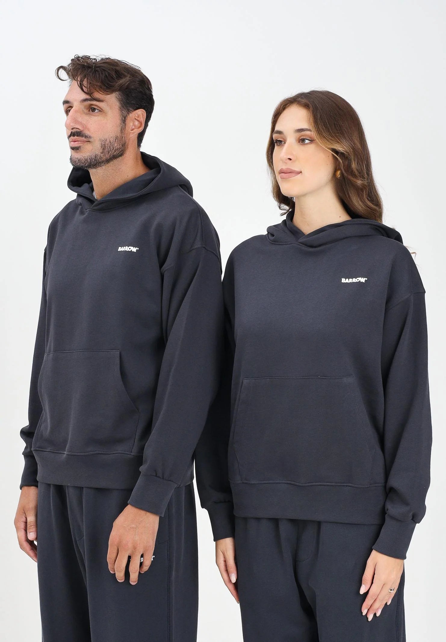 BARROW Felpa con cappuccio Con Stampa Logo Grigio Asfalto