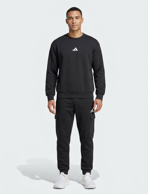 ADIDAS Tuta Nera Con Logo Centrale Bianco