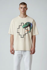 COUNTY OF MILAN Marcelo Burlon T-Shirt Con Stampa Serpente Beige