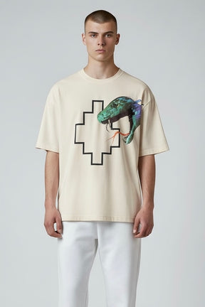 COUNTY OF MILAN Marcelo Burlon T-Shirt Con Stampa Serpente Beige