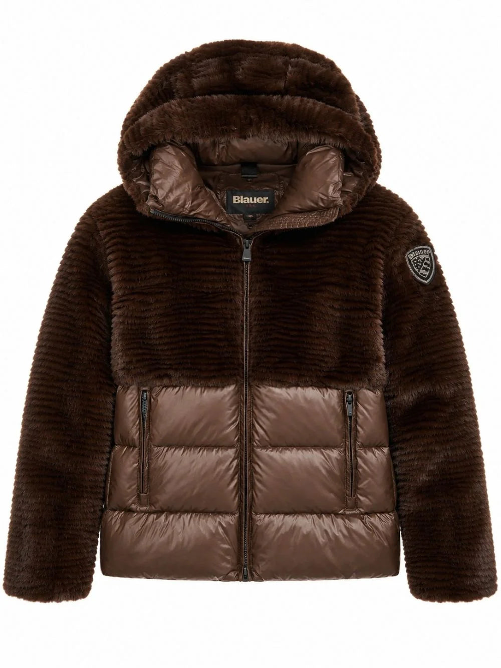 BLAUER Giubbotto Con Pelliccia e Cappuccio Donna Marrone