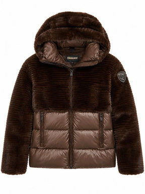 BLAUER Giubbotto Con Pelliccia e Cappuccio Donna Marrone