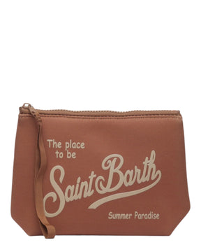 SAINT BARTH Pochette Aline In Nylon Marrone