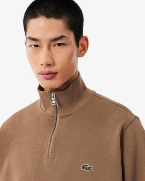 LACOSTE Felpa Interlock Collo Alto Mezza Zip Beige