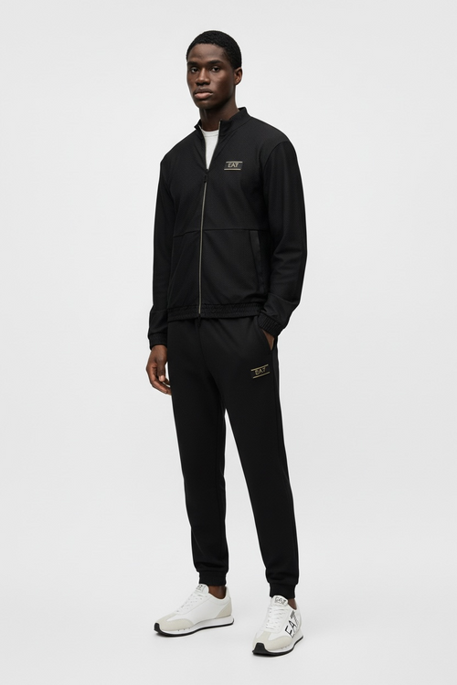 EMPORIO ARMANI Tuta Acetata Nido D’ape Con Zip Nera