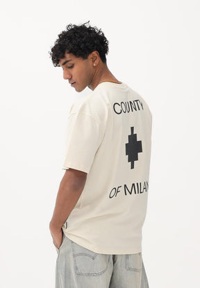 COUNTY OF MILAN Marcelo Burlon T-Shirt Stampa Retro Beige