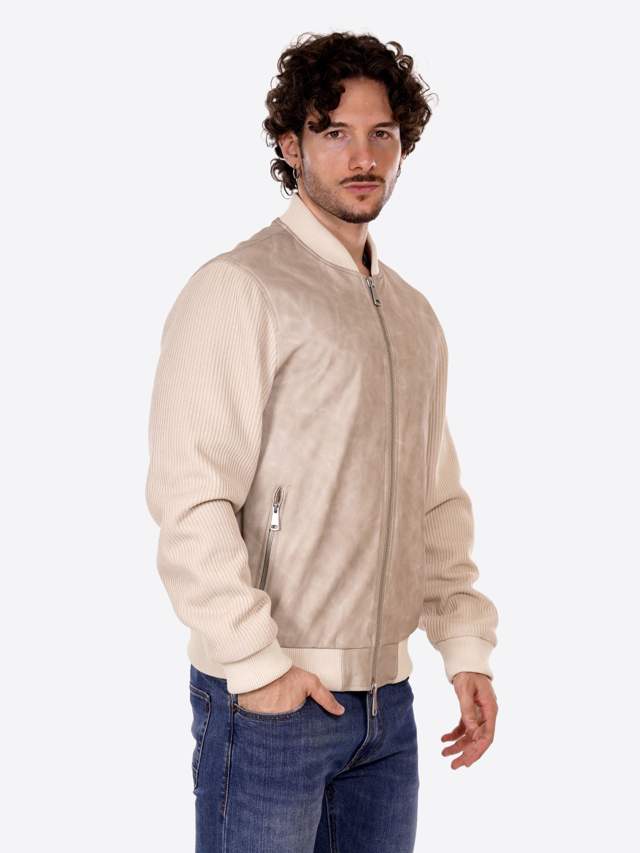 GIANNI LUPO Giacca Manica A Costine Beige