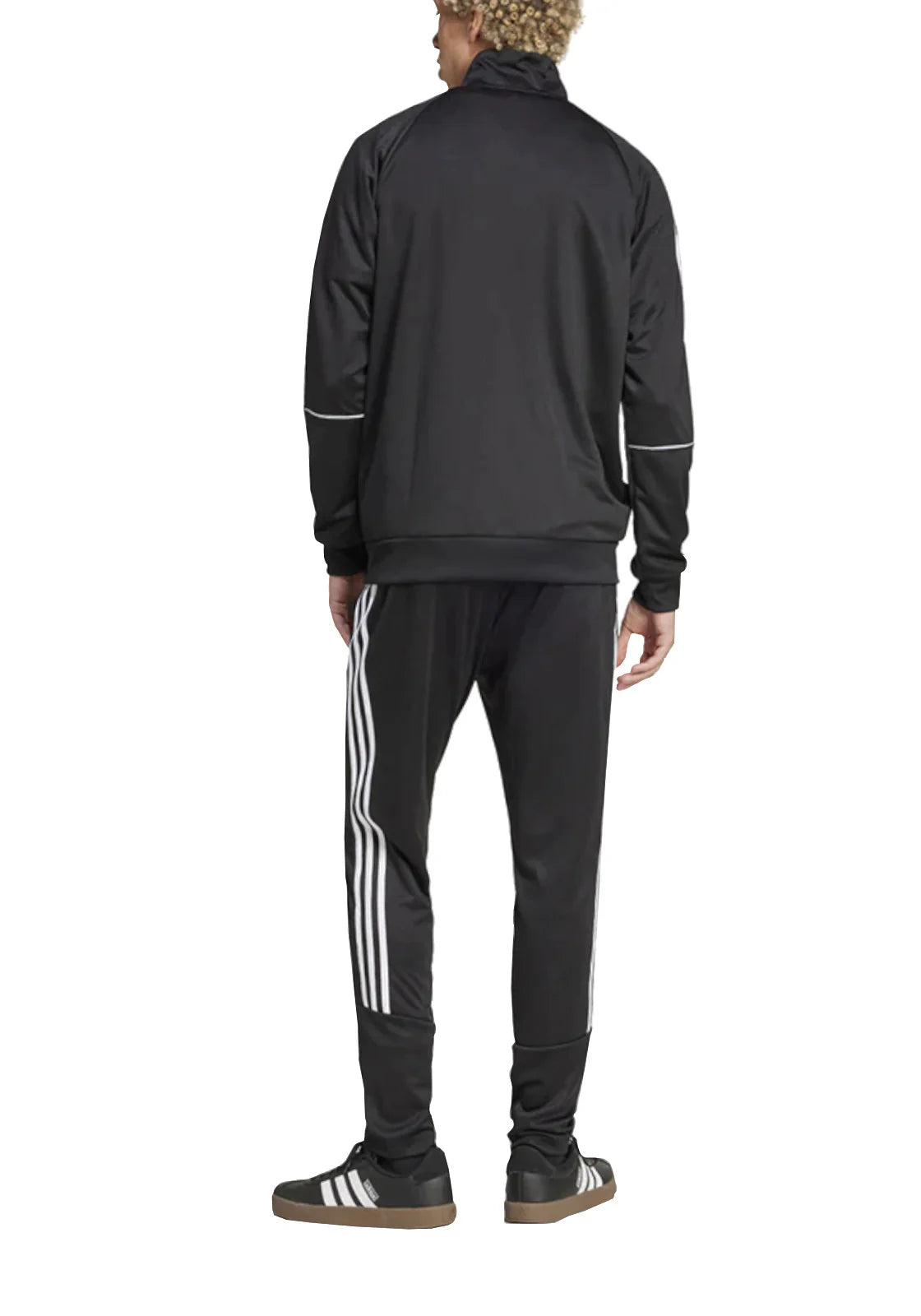 ADIDAS Tuta Leggera Acetata Con Zip Senza Cappuccio Con Strisce Laterali Nera/Bianca