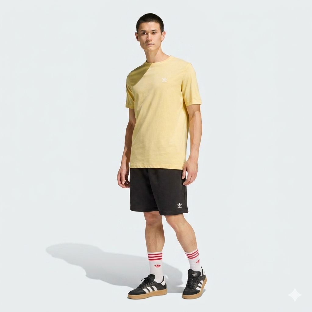 ADIDAS Originals Completino T-shirt Con Pantaloncino in Fleece Giallo/Nero