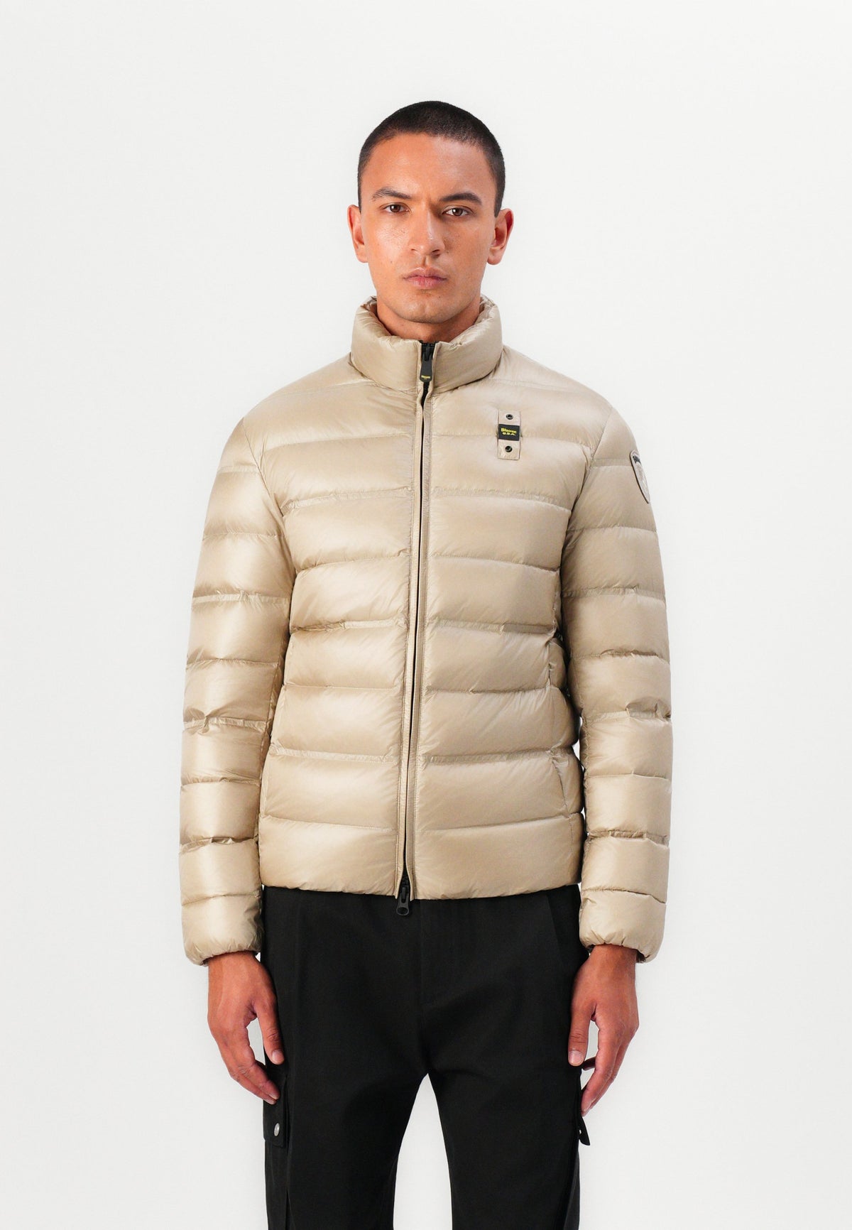 BLAUER Giubbotto Uomo Piumino Invernale Fasciato Senza Cappuccio Beige