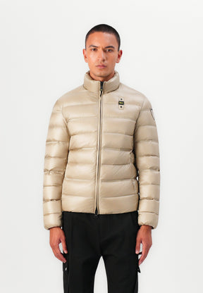 BLAUER Giubbotto Uomo Piumino Invernale Fasciato Senza Cappuccio Beige