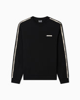 EMPORIO ARMANI Felpa In Cotone Girocollo Con Bande Laterali Nera