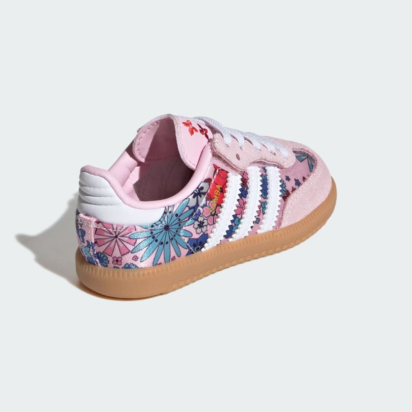 Adidas Samba “Liberty London” Baby Bambina Con Laccio Elastico Floreale Rosa Strisce Bianche