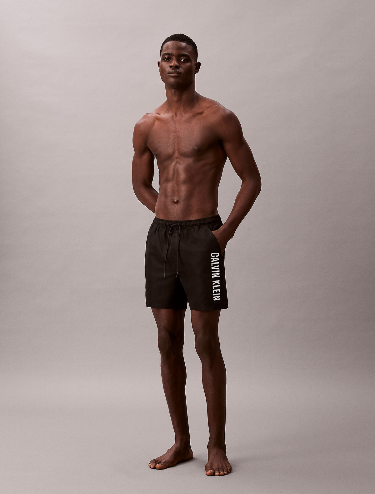 Calvin Klein Costume Da Bagno Con Scritta Verticale Nero/Bianco