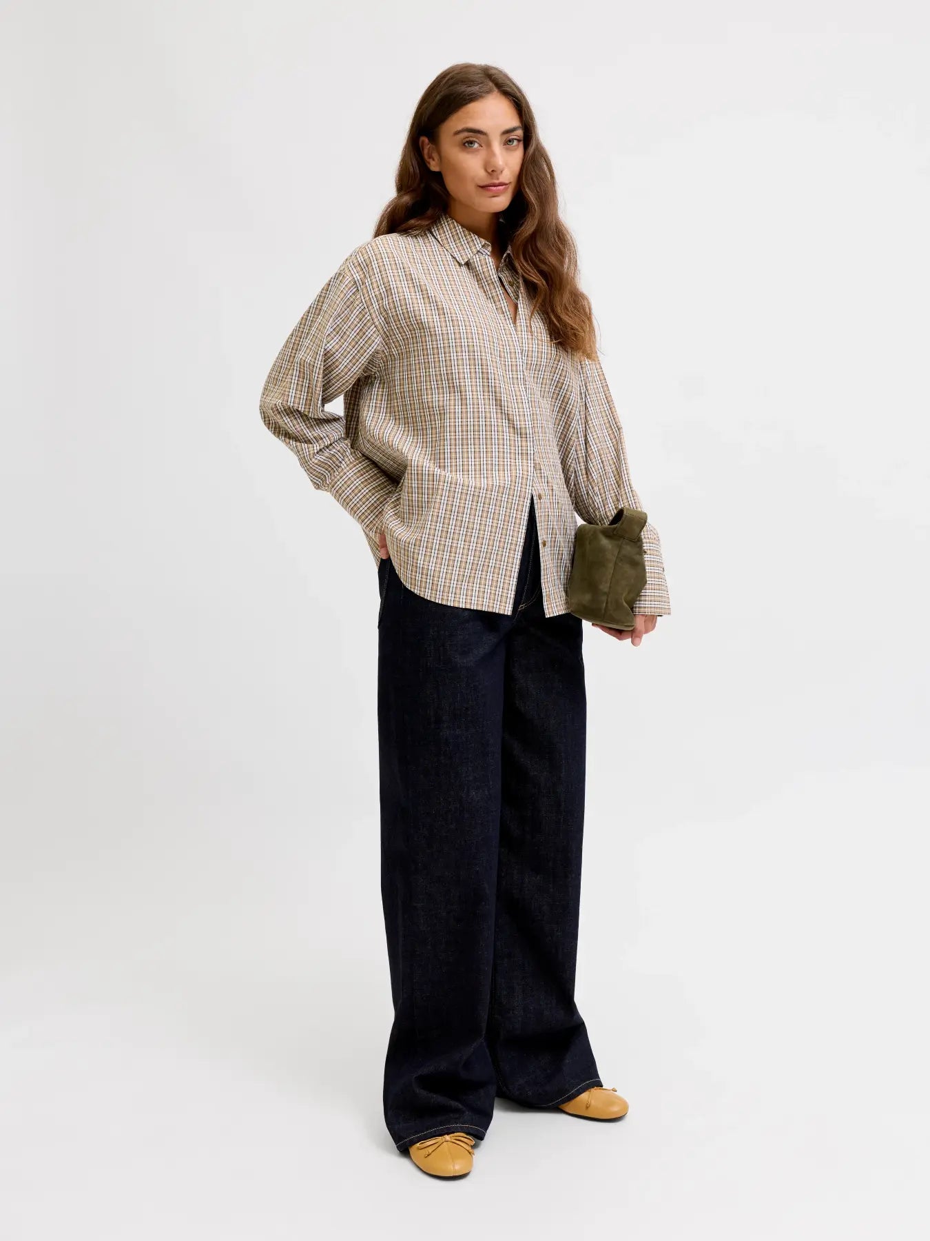 JJXX Donna Jxcaro Camicia A Quadri beige  AW26